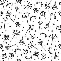 Cute plant branch pattern, outline style vector