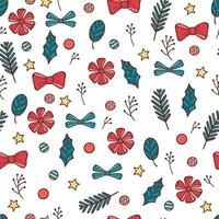 Vector illustration Funny Merry Christmas seamless pattern with gift,