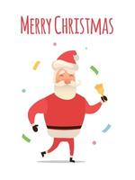 Christmas Santa Claus ringing a hand bell vector