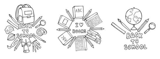 Welcome back to school vector design with text and drawings by pencils