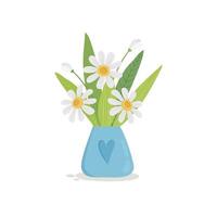 ramo de flores de verano en un icono de regadera, estilo de dibujos animados vector