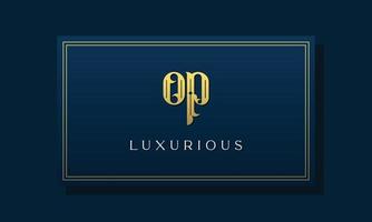 Vintage royal initial letters OP logo. vector