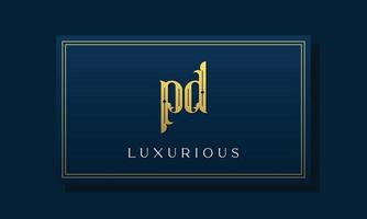 Vintage royal initial letters PD logo. vector