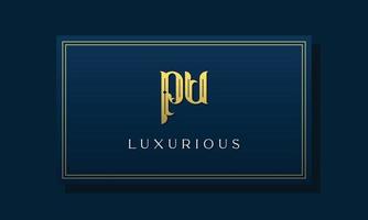 Vintage royal initial letters PU logo. vector