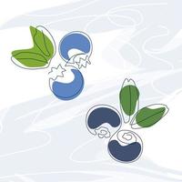 blueberries with leaves drawn in one solid line vector