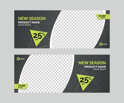 Conjunto de plantillas de banner de venta horizontal para web con marco vacío vector