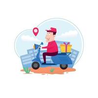 Man delivery package vector