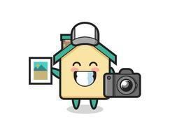 ilustración de personaje de casa como fotógrafo vector