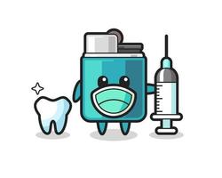 personaje de mascota de encendedor como dentista vector