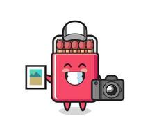 Character Illustration of matches box as a photographer vector