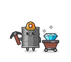 Character Illustration of oil drum as a miner vector