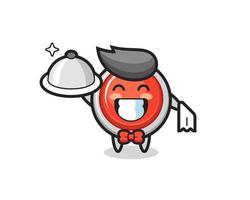 Character mascot of emergency panic button as a waiters vector