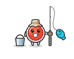 Mascot character of emergency panic button as a fisherman vector