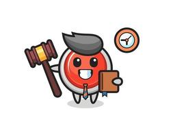 Mascot cartoon of emergency panic button as a judge vector