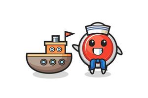 Character mascot of emergency panic button as a sailor man vector