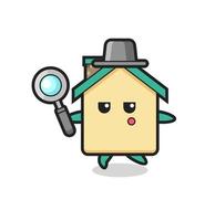 house cartoon character searching with a magnifying glass vector