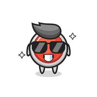 Cartoon mascot of emergency panic button with cool gesture vector