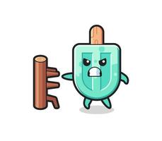 popsicles cartoon illustration as a karate fighter vector