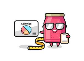 Illustration of strawberry jam mascot as a dietitian vector