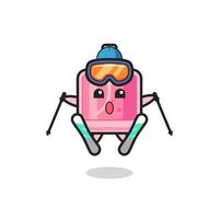 Personaje de mascota de perfume como jugador de esquí. vector