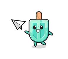 popsicles cartoon character throwing paper airplane vector