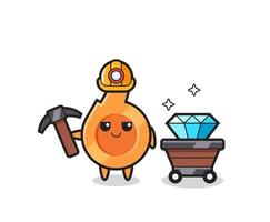 Character Illustration of whistle as a miner vector