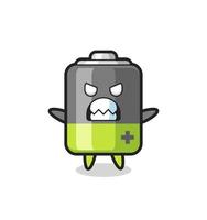 wrathful expression of the battery mascot character vector