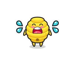 bee hive cartoon illustration with crying gesture vector