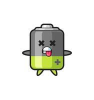 character of the cute battery with dead pose vector