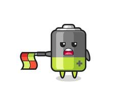 battery character as line judge hold the flag straight horizontally vector