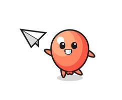 balloon cartoon character throwing paper airplane vector