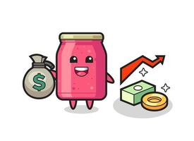 strawberry jam illustration cartoon holding money sack vector