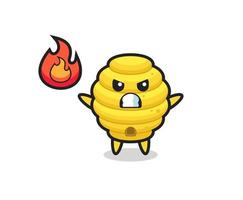 bee hive character cartoon with angry gesture vector