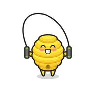 bee hive character cartoon with skipping rope vector