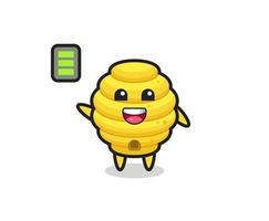 bee hive mascot character with energetic gesture vector