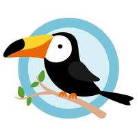 Tucán pájaro de verano en la ilustración vectorial con estilo de dibujos animados vector