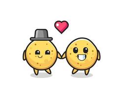 potato chip cartoon character couple with fall in love gesture vector