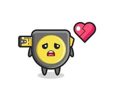 tape measure cartoon illustration is broken heart vector