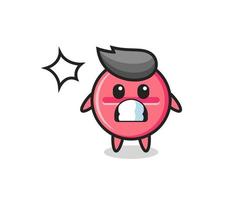 medicine tablet character cartoon with shocked gesture vector