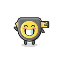 tape measure cartoon character doing wave hand gesture vector