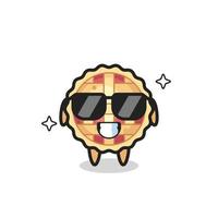 Cartoon mascot of apple pie with cool gesture vector