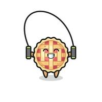 apple pie character cartoon with skipping rope vector