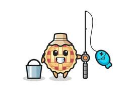 Mascot character of apple pie as a fisherman vector