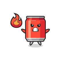 drink can character cartoon with angry gesture vector