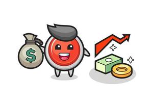 emergency panic button illustration cartoon holding money sack vector