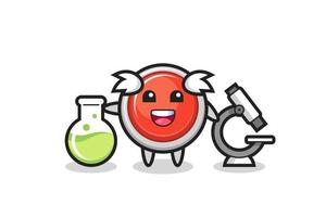 Mascot character of emergency panic button as a scientist vector