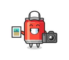 Character Illustration of drink can as a photographer vector