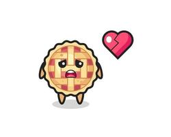 apple pie cartoon illustration is broken heart vector