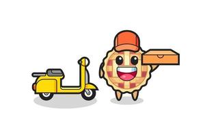 Character Illustration of apple pie as a pizza deliveryman vector