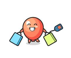 balloon mascot cartoon holding a shopping bag vector